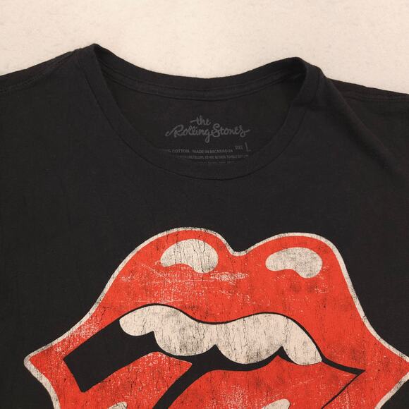 The Rolling Stones Band Crew Neck Short Sleeve T Shirt Mens Size Large L Black - Picture 1 of 9